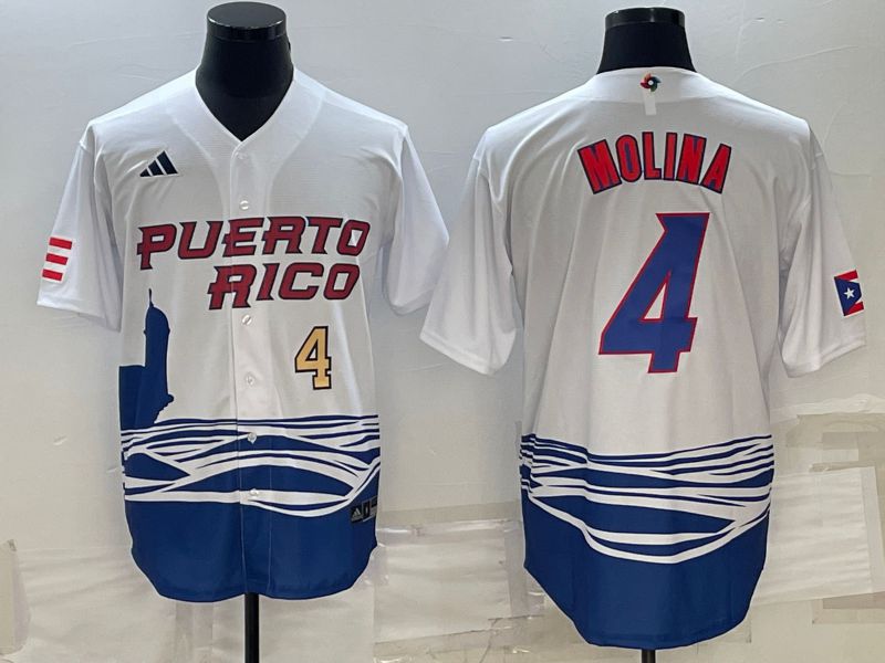 Men 2023 World Cub #4 Molina White MLB Jersey2